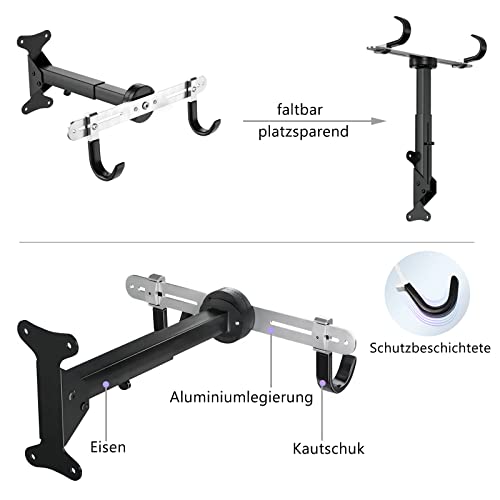 Mimoke Soporte de pared para bicicleta, ángulo ancho y distancia a la pared, plegable, MTB, bicicleta de carretera, garaje interior