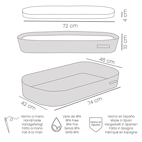 MIMUSELINA | Cesta Cambiador de Bebe de Mimbre | Con Colchon para el Cambiador de Mimbre + Funda de Muselina de Algodón | Hecha a Mano de manera Artesanal con Palma Natural | Ecru