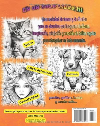 Mindfulnees Colorea tu mundo: En un solo libro: gatos, perros, pájaros, mariposas, hadas, máscaras y mas...