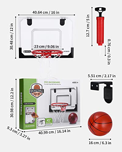 Mini Canasta Baloncesto Interior para Niños y Adultos,30 * 40CM Canasta Aro Baloncesto Muro Montado para Dormitorio, Hogar y Oficina, Infantil Juguetes Set de Regalos de Baloncesto para Niños Niñas