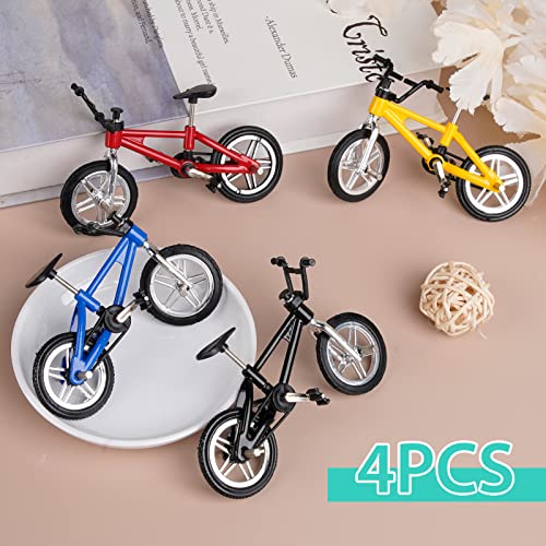 Mini Dedo Bicicleta Metal Juego，4 Piezas Modelo de Bike Ornamento de Finger para Niños y Adultos como un Regalo de Nuevo Año Cumpleaños y Navidad