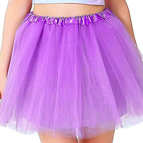 mini kitty Tutu Falda para Mujer Faldas de Tul Elástico 4 Capas Disfraces de Ballet Bail Tutus Niña para Halloween Fiesta Costume Carnaval Bailarina (Púrpura)