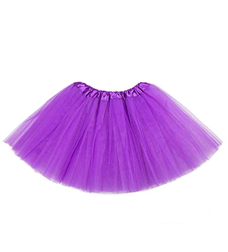 mini kitty Tutu Falda para Mujer Faldas de Tul Elástico 4 Capas Disfraces de Ballet Bail Tutus Niña para Halloween Fiesta Costume Carnaval Bailarina (Púrpura)