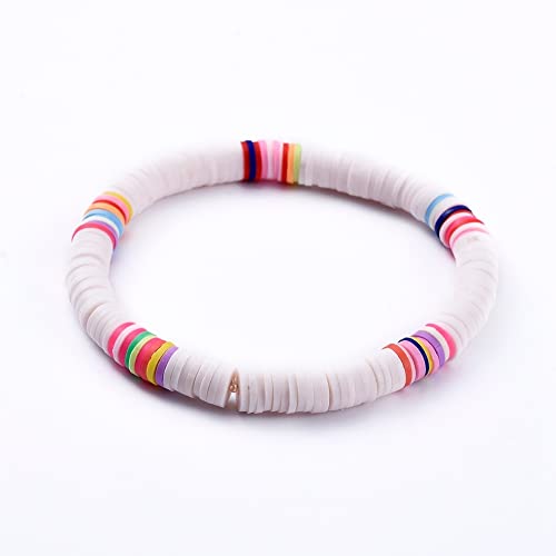 Miniblings Juego de 4 pulseras de perlas de amistad, pulseras de la suerte, colores, perlas de vinilo, perlas finas, bisutería original, para mujer y niña, verstellbar, Plástico