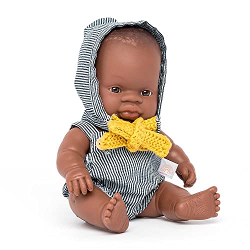 Miniland- Baby Africano Niño 21cm. Muñeco, Color Real (31123)