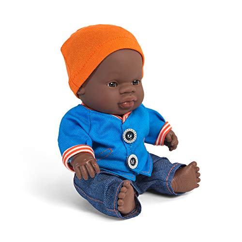 Miniland- Baby Africano Niño 21cm. Muñeco, Color Real (31123)