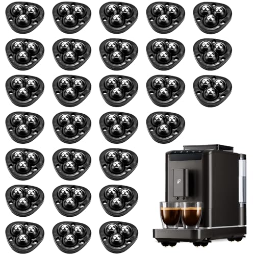 MININUSI 28 Pcs Rueda Adhesiva Negra para Muebles Ruedas de Bolas de Acero para Muebles Ruedas Giratorias Pequeñas Adhesivas Ruedas Autoadhesivas 360 para Muebles Pequeñas Mesita Caja, 28x Adhesivos