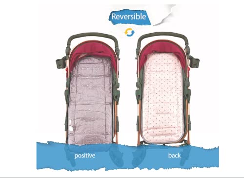 Miracle Baby Cojín Carro Bebe,Colchoneta Silla Paseo Universal Transpirable, para el Cochecito y Asiento, 100% Algodón, 32x80cm(Cruz Gris Blanca)