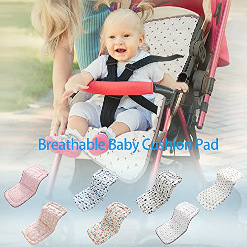 Miracle Baby Cojín Carro Bebe,Colchoneta Silla Paseo Universal Transpirable, para el Cochecito y Asiento, 100% Algodón, 32x80cm(Cruz Gris Blanca)