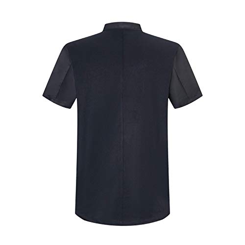 MISEMIYA Bar Restaurante Chaquetas Chef Cocinero Mangas Cortas Camisa de utilidades de Trabajo, Negro, L : (Pecho:140cm, Dobladillo:140cm) Hombres