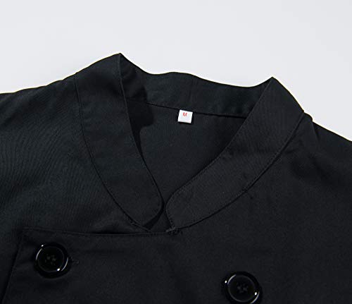 MISEMIYA Bar Restaurante Chaquetas Chef Cocinero Mangas Cortas Camisa de utilidades de Trabajo, Negro, L : (Pecho:140cm, Dobladillo:140cm) Hombres