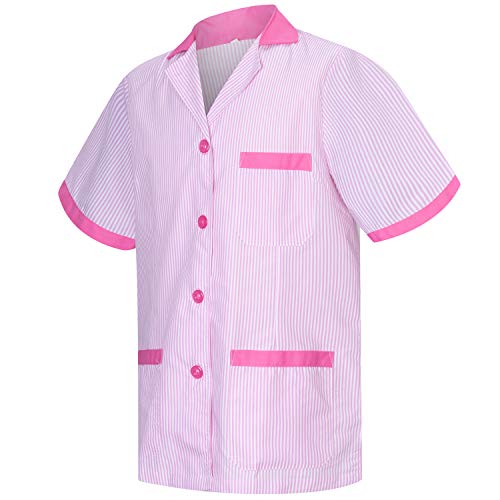 MISEMIYA - Camisa MÉDICO Unisex Enfermera Uniforme Limpieza Laboral ESTÉTICA Dentista Veterinaria Sanitario HOSTELERÍA W820 - M, Rosa