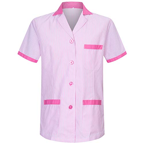 MISEMIYA - Camisa MÉDICO Unisex Enfermera Uniforme Limpieza Laboral ESTÉTICA Dentista Veterinaria Sanitario HOSTELERÍA W820 - M, Rosa