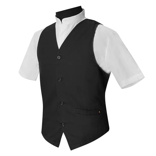 MISEMIYA - Chaleco Caballero con Forro Baristas COCTELEROS Botones MOZO Uniforme Camarero Bar Restaurante BZ-805 - L, Negro