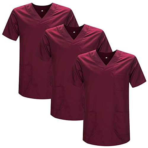 MISEMIYA - Pack 3 Pcs - Casaca Sanitario Unisex Uniformes Sanitarios Uniforme Sanitario Uniforme MEDICOS - XL, Granate 21