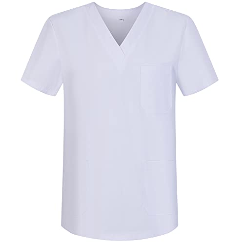 MISEMIYA Pijama Sanitario (Antilejía y No Destiñe) Conjuntos Uniformes Sanitarios Unisex - Uniformes Medicos 6801-6802 - M, Blanco