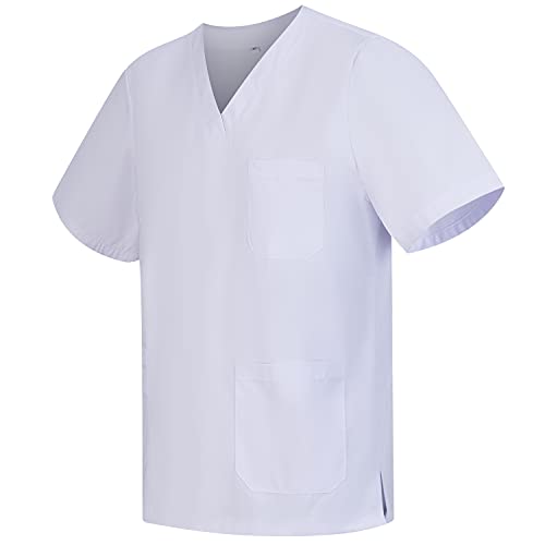 MISEMIYA Pijama Sanitario (Antilejía y No Destiñe) Conjuntos Uniformes Sanitarios Unisex - Uniformes Medicos 6801-6802 - M, Blanco