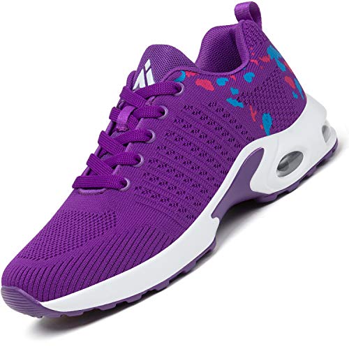 Mishansha Air Zapatillas de Running Mujer Respirable Zapatos de Deportes Femenino Ligeros Calzado Casual Caminar Sneakers Morado, Gr.38 EU