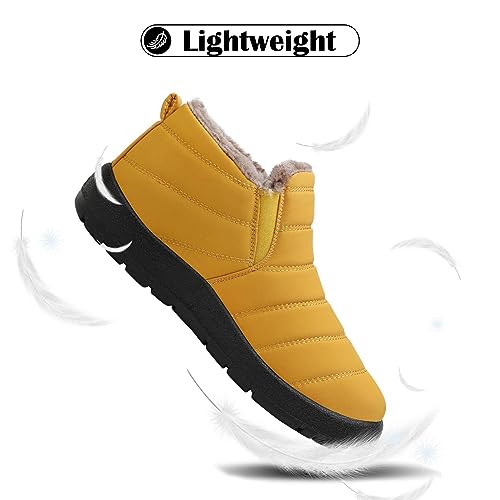 Mishansha Botas de Invierno Mujer Cómodas Lígeras Botines de Nieve Calientes Forradas Botas de Nieve Antideslizante Impermeables Zapatos de Invierno con Forro de Pelo, Baja Amarillo, 38EU