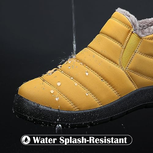 Mishansha Botas de Invierno Mujer Cómodas Lígeras Botines de Nieve Calientes Forradas Botas de Nieve Antideslizante Impermeables Zapatos de Invierno con Forro de Pelo, Baja Amarillo, 38EU