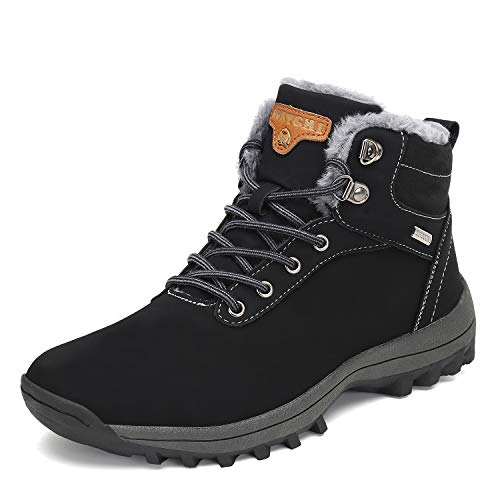 Mishansha Hombre Mujer Botas de Nieve Invierno Botines Senderismo Impermeables Deporte Trekking Zapatos Fur Forro Aire Libre Boots,Negro 39 EU