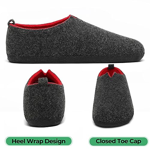 Mishansha Zapatillas de Estar por Casa Hombre Mujer Pantuflas de Fieltro Calentitas Cómodas Zapatillas de Casa de Invierno Antideslizante y Lavable Zapatos de Casa, Negro, 43EU