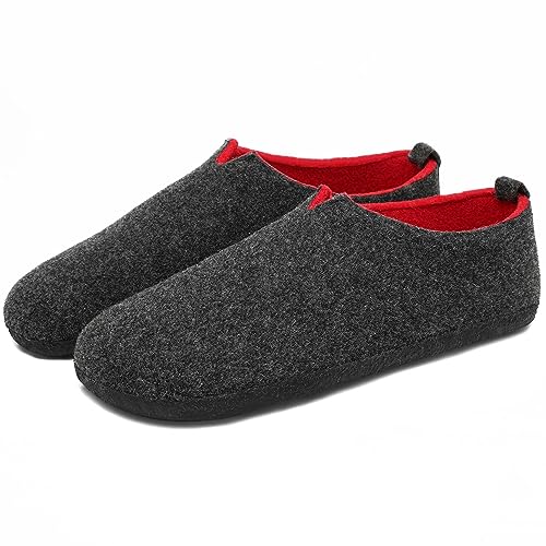 Mishansha Zapatillas de Estar por Casa Hombre Mujer Pantuflas de Fieltro Calentitas Cómodas Zapatillas de Casa de Invierno Antideslizante y Lavable Zapatos de Casa, Negro, 43EU