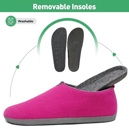 Mishansha Zapatillas de Estar por Casa Hombre Mujer Pantuflas de Fieltro Calentitas Cómodas Zapatillas de Casa de Invierno Antideslizante y Lavable Zapatos de Casa, Rosa, 40EU