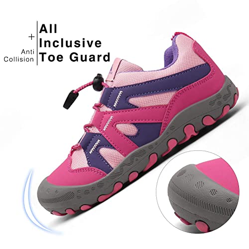 Mishansha Zapatillas de Senderismo Niña Trekking Zapatos Niños Zapatos para Camina Ligero Zapatillas de Malla Resistentes Running Cordones Elásticos Rojo 38