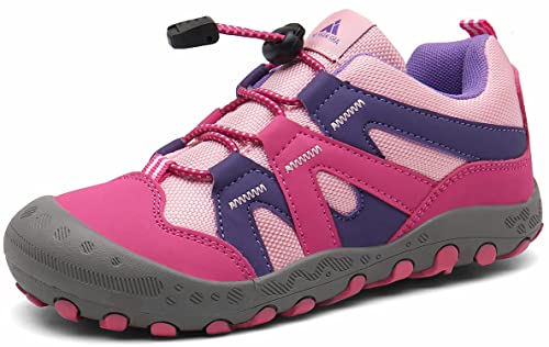 Mishansha Zapatillas de Senderismo Niña Trekking Zapatos Niños Zapatos para Camina Ligero Zapatillas de Malla Resistentes Running Cordones Elásticos Rojo 38