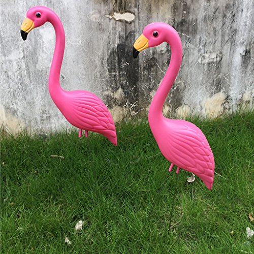 misppro 2 figuras de plástico rosa flamenco para césped, adornos de jardín, decoración de pastizales