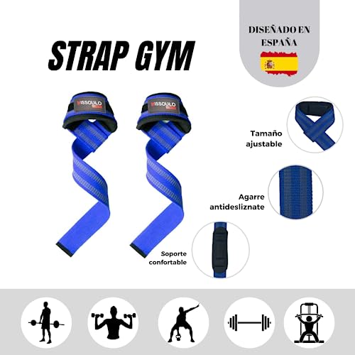 MISSOULO FITNESS Straps Gym. Correas de Levantamiento de Pesas de Neopreno para Gimnasio, Powerlifting y Crossfit. Agarres Ideales para Levantamiento de Mancuernas, Barras y Entrenamientos de Fuerza.