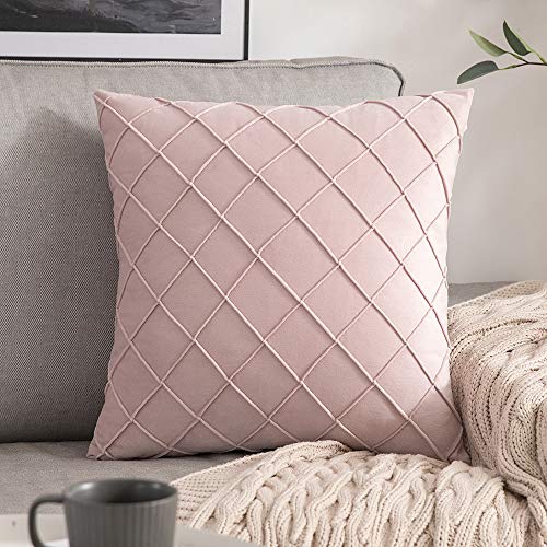 MIULEE 2 Piezas Funda de Cojines Terciopelo Suave Sólido Funda de Almohada Moderna Duradera Decoración para Habitacion Sofá Comedor Cama Dormitorio Oficina Sala de Estar Rosa 45x45cm