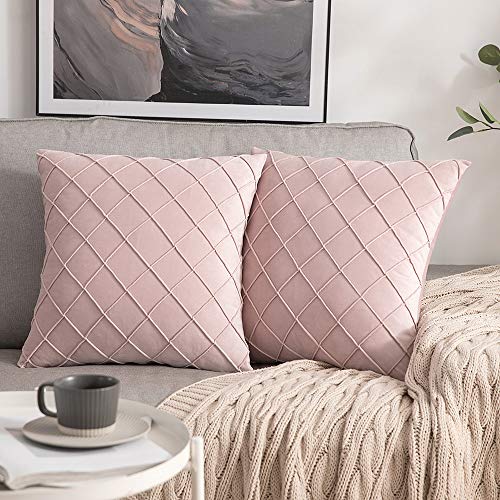 MIULEE 2 Piezas Funda de Cojines Terciopelo Suave Sólido Funda de Almohada Moderna Duradera Decoración para Habitacion Sofá Comedor Cama Dormitorio Oficina Sala de Estar Rosa 45x45cm