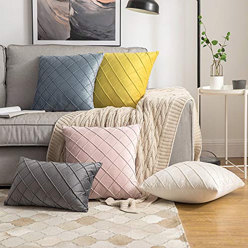 MIULEE 2 Piezas Funda de Cojines Terciopelo Suave Sólido Funda de Almohada Moderna Duradera Decoración para Habitacion Sofá Comedor Cama Dormitorio Oficina Sala de Estar Rosa 45x45cm