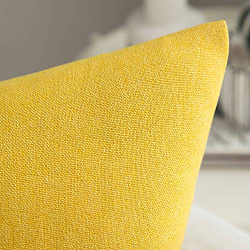 MIULEE Funda Cojines Fundas de Almohadas Lino de Imitación de Color Puro Duradero Decorativo para Sofá Cama Silla Habitacion Oficina Sofa Salón Dormitorio Lumbar 40x40cm 2 Piezas Limón Amarillo