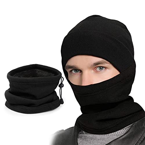 MIVAIUN Bufanda Invierno para Hombre Mujer Bufanda Tubular Bufanda Negra Caliente Para el Cuello en Invierno Para Mantener el Calor al Aire Libre Montar en Bicicleta Esquiar (Negro)