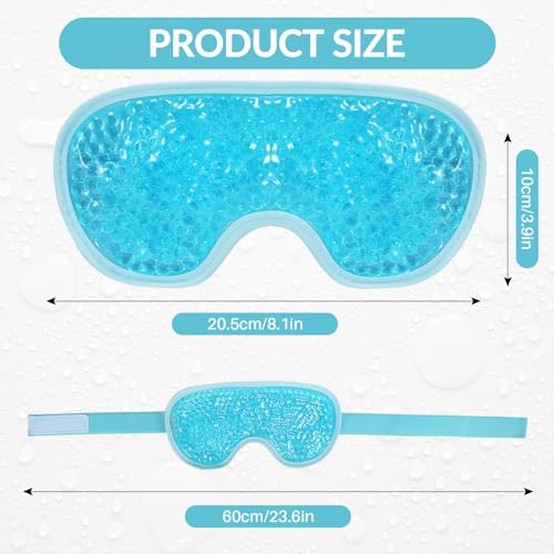 MIVORA Antifaz Gel Frío Ojos, Reutilizable Máscara para Dormir, Máscara de Gel para Ojos, Mascarilla Refrescante para los Ojos, Fría o Caliente, para Ojos Hinchados, Migrañas(C-Azul)