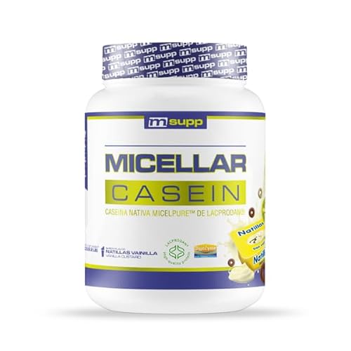 MM Supplements - Caseina Micelar - Bote de 1 Kg - Proteína en Polvo - Batido para Ganar Masa Muscular - Saciante - Lenta Digestión - Sabor Natillas de Vainilla