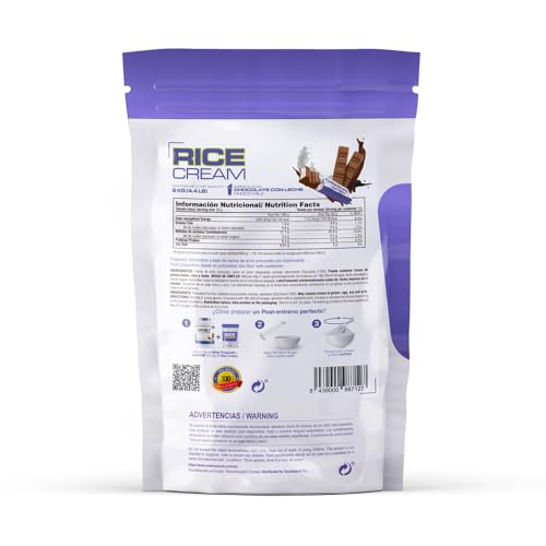 MM Supplements - Crema de Arroz - en Polvo - Bote de 2 kg - Fuente de Carbohidratos - Saciante del Apetito - Ideal para Mezclar con Proteína - Sabor Chocolate con Leche