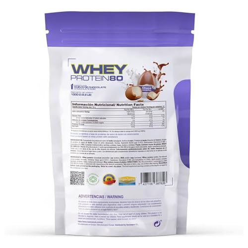 MM Supplements - Proteína Whey 80 - Bote de 1 Kg - Proteína Suero de Leche - Batido para Ganar Masa Muscular - Ayuda en la Recuperación Muscular - Sabor Choco Surprise