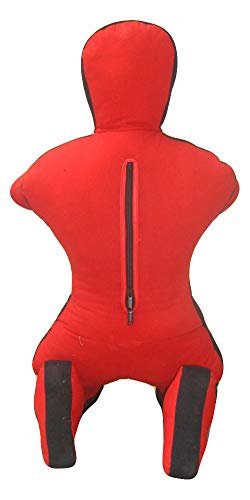 MMA Dummy Judo Punching UNFILLED Bag - Sitting Position Hands On Front Grappling Dummy (Canvas-Blue Large 70") (Red Canvas, 70")