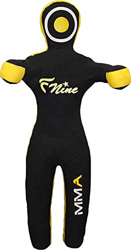 MMA Grappling Dummy, para Judo, Wrestling, Jiu Jitsu brasileño, envío y Lanzamiento sin Relleno Bolsa de Lona (Negro y Amarillo, 47 Pulgadas)