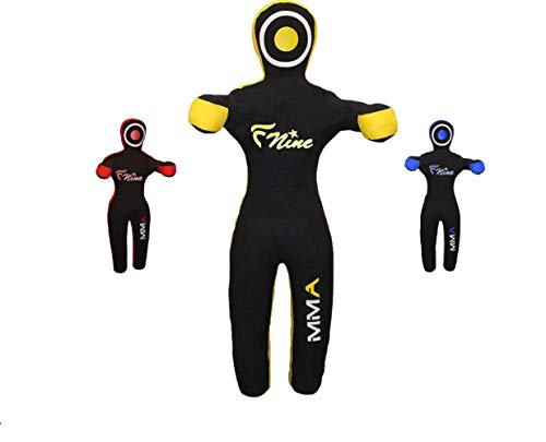 MMA Grappling Dummy, para Judo, Wrestling, Jiu Jitsu brasileño, envío y Lanzamiento sin Relleno Bolsa de Lona (Negro y Amarillo, 47 Pulgadas)