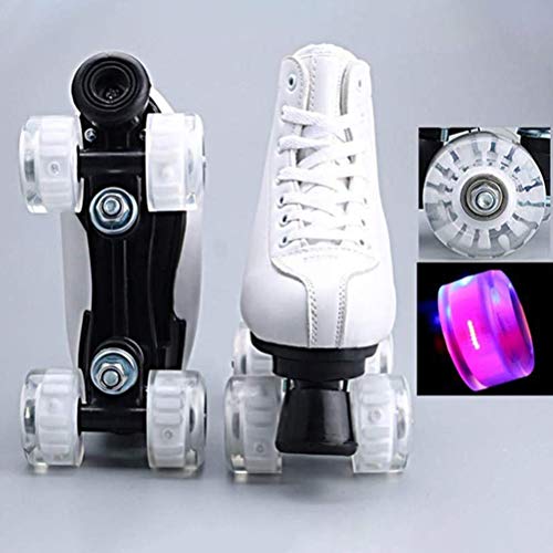 Mnsun Patines de ruedas Flash Wheel para hombre y mujer, patines con luz LED, patines de doble línea, 4 ruedas, ruedas clásicas, para niños, adolescentes y adultos