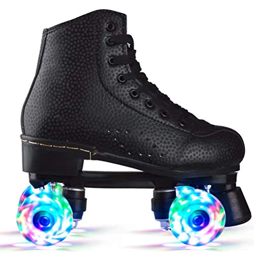 Mnsun Patines de ruedas Flash Wheel para hombre y mujer, patines con luz LED, patines de doble línea, 4 ruedas, ruedas clásicas, para niños, adolescentes y adultos