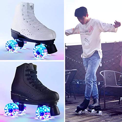 Mnsun Patines de ruedas Flash Wheel para hombre y mujer, patines con luz LED, patines de doble línea, 4 ruedas, ruedas clásicas, para niños, adolescentes y adultos