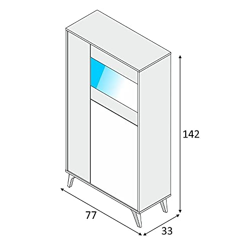 Mobelcenter - Mueble Vitrina 3 Puertas - Armario Auxiliar Comedor - Acabado Color Roble Canadian y Blanco Artik - Medidas: Ancho: 77 cm x Fondo: 33 cm x Alto: 142 cm - (1235)