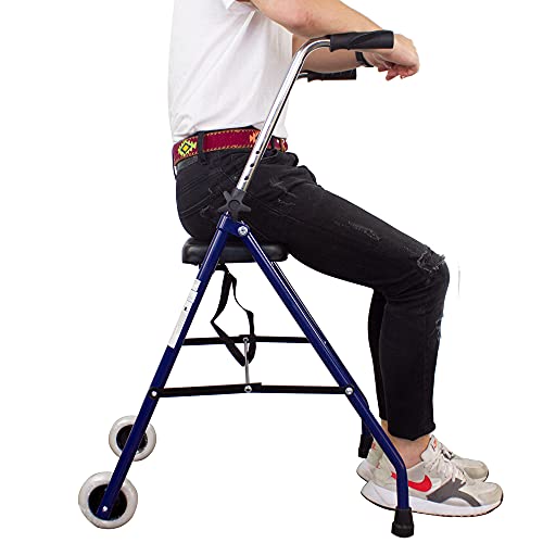 Mobiclinic®, Modelo Emérita, Andador para ancianos, Ajustable, Plegable, Resistente, Marca Española, Andador para adultos, Acero, Empuñaduras ergonómicas, Ligero, Con Asiento y 2 Ruedas, Azul