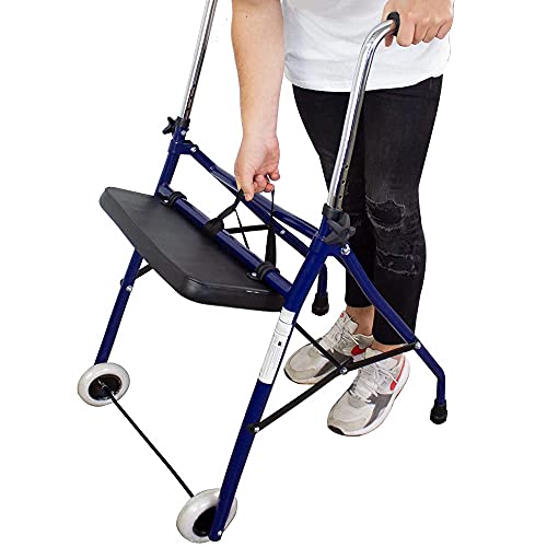 Mobiclinic®, Modelo Emérita, Andador para ancianos, Ajustable, Plegable, Resistente, Marca Española, Andador para adultos, Acero, Empuñaduras ergonómicas, Ligero, Con Asiento y 2 Ruedas, Azul